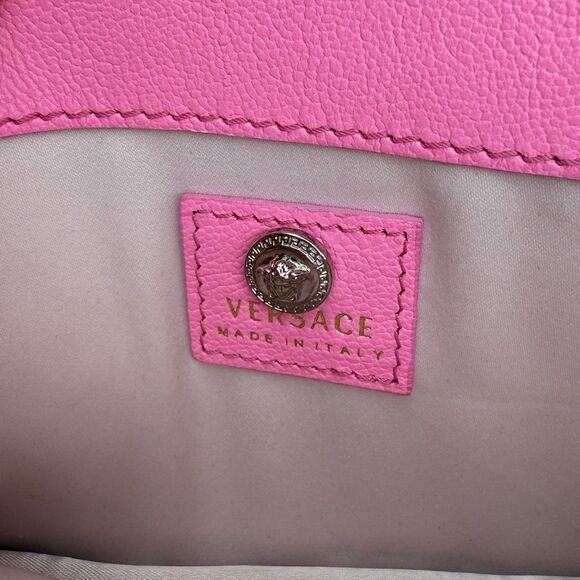 Authentic Versace WOC Pink Leather Gold Chain Medusa Head Crossbody Bag With COA - Picture 4 of 9